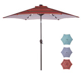 ZNTS Outdoor Patio 8.7-Feet Market Table Umbrella with Push Button Tilt and Crank, Red Stripes With 24 42115647