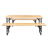 ZNTS Picnic Combo 3PCS Set, 5.8FT Wood Table and Bench Set 54211834