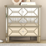 ZNTS Elegant Mirrored 3-Drawer Chest with Golden Lines Storage Cabinet for Living Room, Hallway, Entryway WF302315AAN