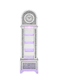 ZNTS ACME Noralie GRANDFATHER CLOCK W/LED Mirrored & Faux Diamonds AC00353