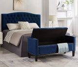 ZNTS Upholstered Tufted Button Storage Bench with nails trim,Entryway Living Room Soft Padded Seat with W2186139088