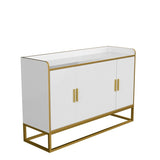 ZNTS Modern Kitchen Buffet Storage Cabinet Cupboard White Gloss with Metal Legs for living room Kitchen W876134665