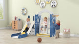 ZNTS Toddler Slide and Swing Set 5 in 1, Kids Playground Climber Slide Playset with Basketball Hoop PP307712AAL