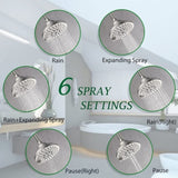 ZNTS 6 Spray Settings High Pressure Head 5" Rain Fixedhead - Brushed Nickel Adjustable 37617481