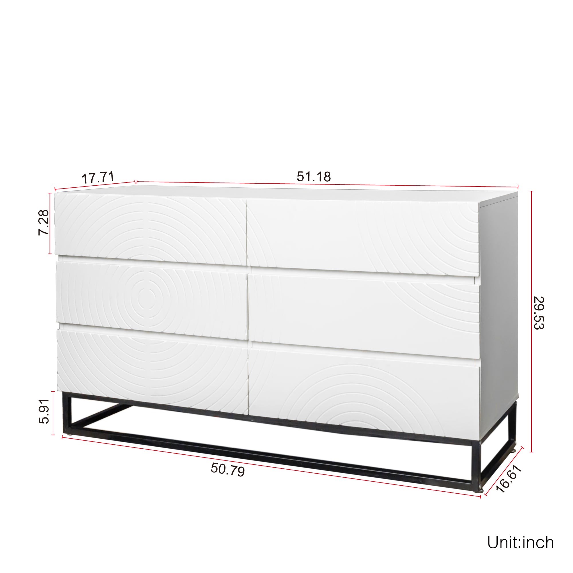ZNTS Drawer 51.18" W Double Dresser W1735110385