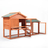 ZNTS Large Wooden Rabbit Hutch Indoor and Outdoor Bunny Cage with a Removable Tray and a Waterproof Roof, W104172801