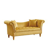 ZNTS Velvet Sofa Stool with 2 Pillows in Light Brown 74525502