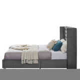 ZNTS B100S Queen bed, Button designed Headboard, strong wooden slats + metal support feet, Gray W130254223