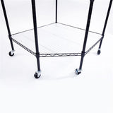 ZNTS 6-Layer Plastic Coated Polygonal Corner Shelf with 2" PP Wheels 680*680*1800 Black 87893174
