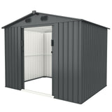 ZNTS Outdoor Storage Shed, 8' X 6' Galvanized Steel Garden Shed with 4 Vents & Double Sliding Door, W1895109581