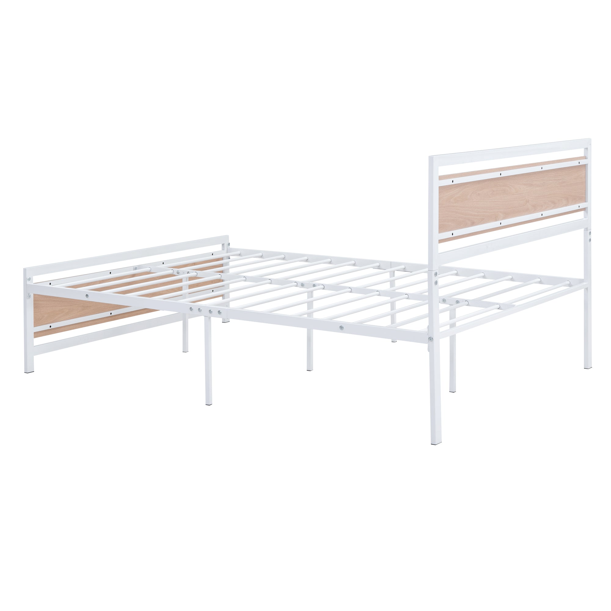 ZNTS Full Size Platform Bed, Metal and Wood Bed Frame with Headboard and  Footboard , White MF309890AAK