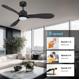 ZNTS 52“ Smart Ceiling Fans with Lights Remote,Quiet DC Motor,Modern Black Outdoor Indoor Ceiling 07180195
