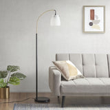 ZNTS Arched Metal Floor Lamp with Frosted Glass Shade B03596591