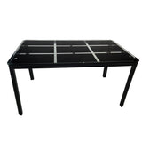 ZNTS Rectangle Tempered Glass Dining Table with Nine Block Box Pattern Black 43588161