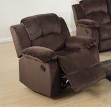 ZNTS Motion Recliner Chair 1pc Rocker Recliner Couch Living Room Furniture Chocolate Padded Suede Metal B011P163887
