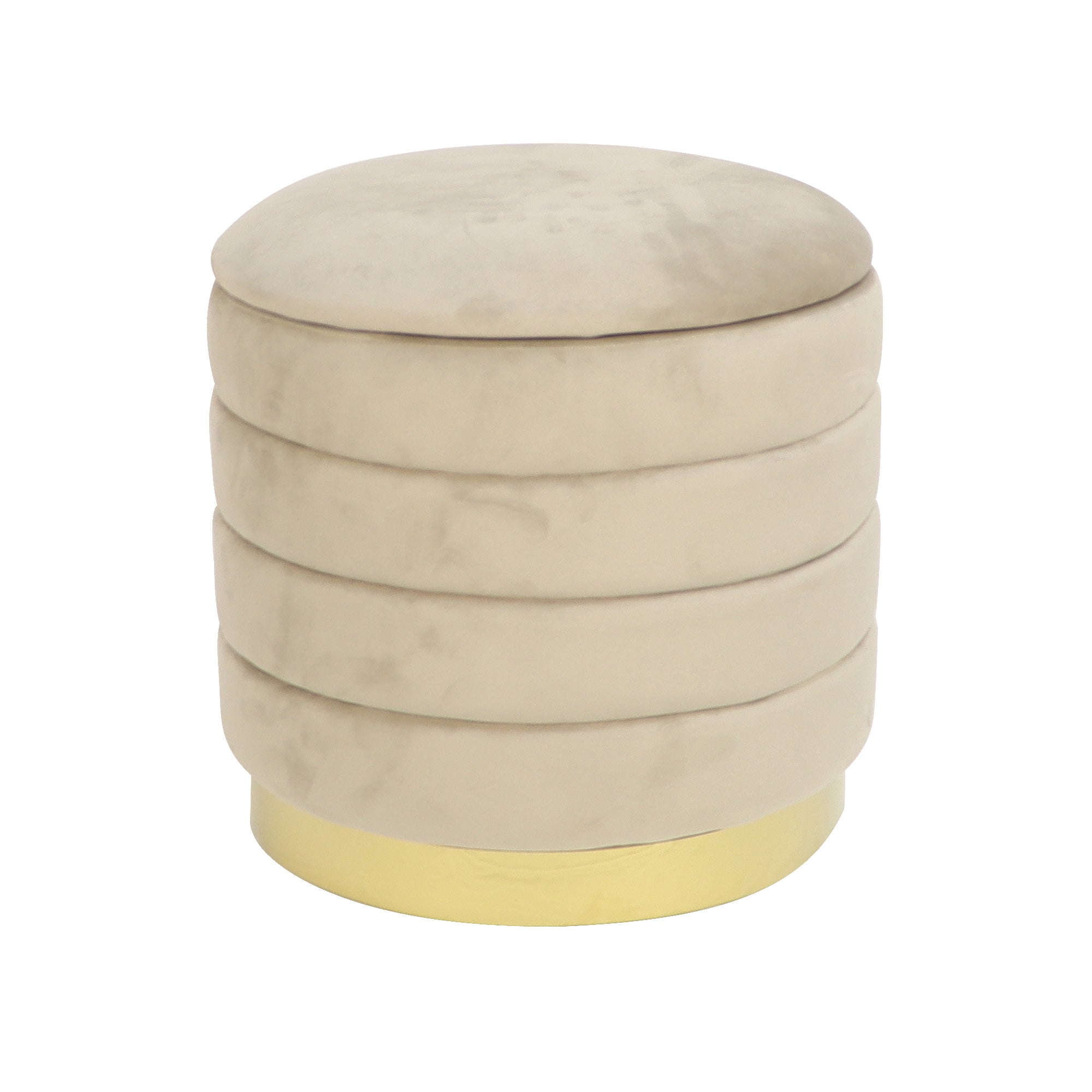 ZNTS Round Pouf Modern Velvet Storage Cloud Ottoman Fabric Stool White W172790994
