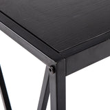 ZNTS Triamine Board Cross Iron Frame Porch Table Sofa Side Table Black Wood Grain 51494874