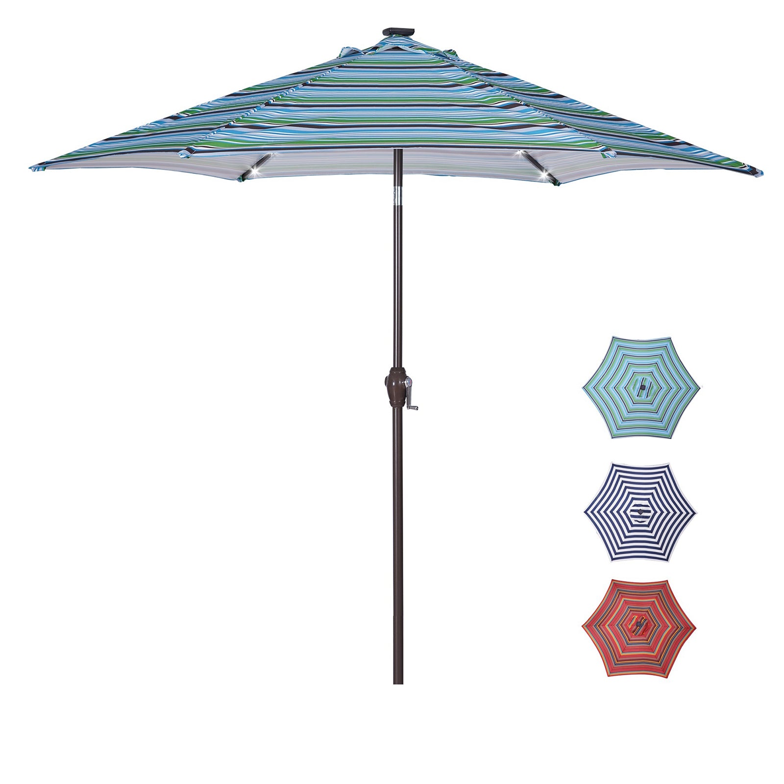 ZNTS Outdoor Patio 8.7-Feet Market Table Umbrella with Push Button Tilt and Crank, Blue Stripes With 24 62497768