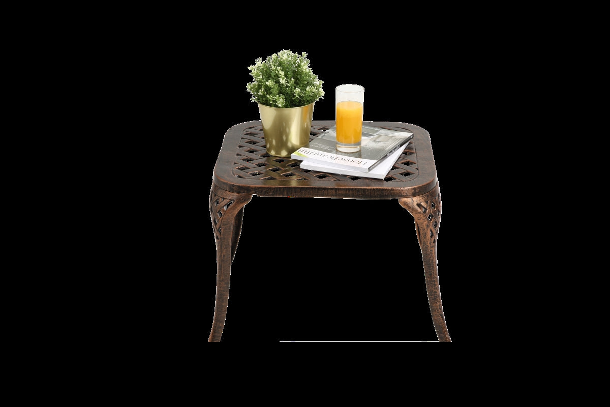 ZNTS Patio End Table, Outdoor Side Table Cast Aluminum Metal Furniture - Bronze W1152105321