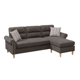 ZNTS Tan Color Polyfiber Reversible Sectional Sofa Set Chaise Pillows Plush Cushion Couch Nailheads HS00F6448-ID-AHD
