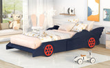 ZNTS Twin Size Race Car-Shaped Platform Bed with Wheels,Blue+Red WF294534AAJ