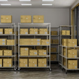 ZNTS 5 Tier 6000lbs Heavy Duty Adjustable Storage Rack Metal Shelf Wire Shelving Unit with Wheels & Shelf W155083057