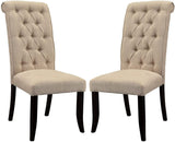 ZNTS Dining Room Furniture Contemporary Rustic Style Beige Fabric Upholstered Tufted Set of 2 Chairs HS11CM3564SC-ID-AHD