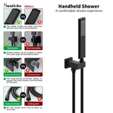 ZNTS Male NPT Bathtub Shower Faucet Set, Waterfall Tub Faucet with 12-Inch Matte Black Rain Shower Head 06639859