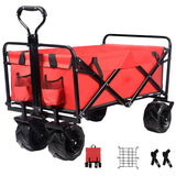 ZNTS Collapsible Heavy Duty Beach Wagon Cart Outdoor Folding Utility Camping Garden Beach Cart with 45935871