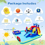 ZNTS 10 in1 Inflatable slide water park bouncing house garden with splash pool & water gun & basketball & W167790000