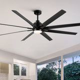 ZNTS YUHAO 72" Integrated LED Light Ceiling Fan with Black ABS Blade W136772850