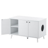 ZNTS Litter Box Enclosure, Cat Litter Box Furniture with Hidden Plug, 3 Doors,Indoor Cat Washroom Storage W42090258