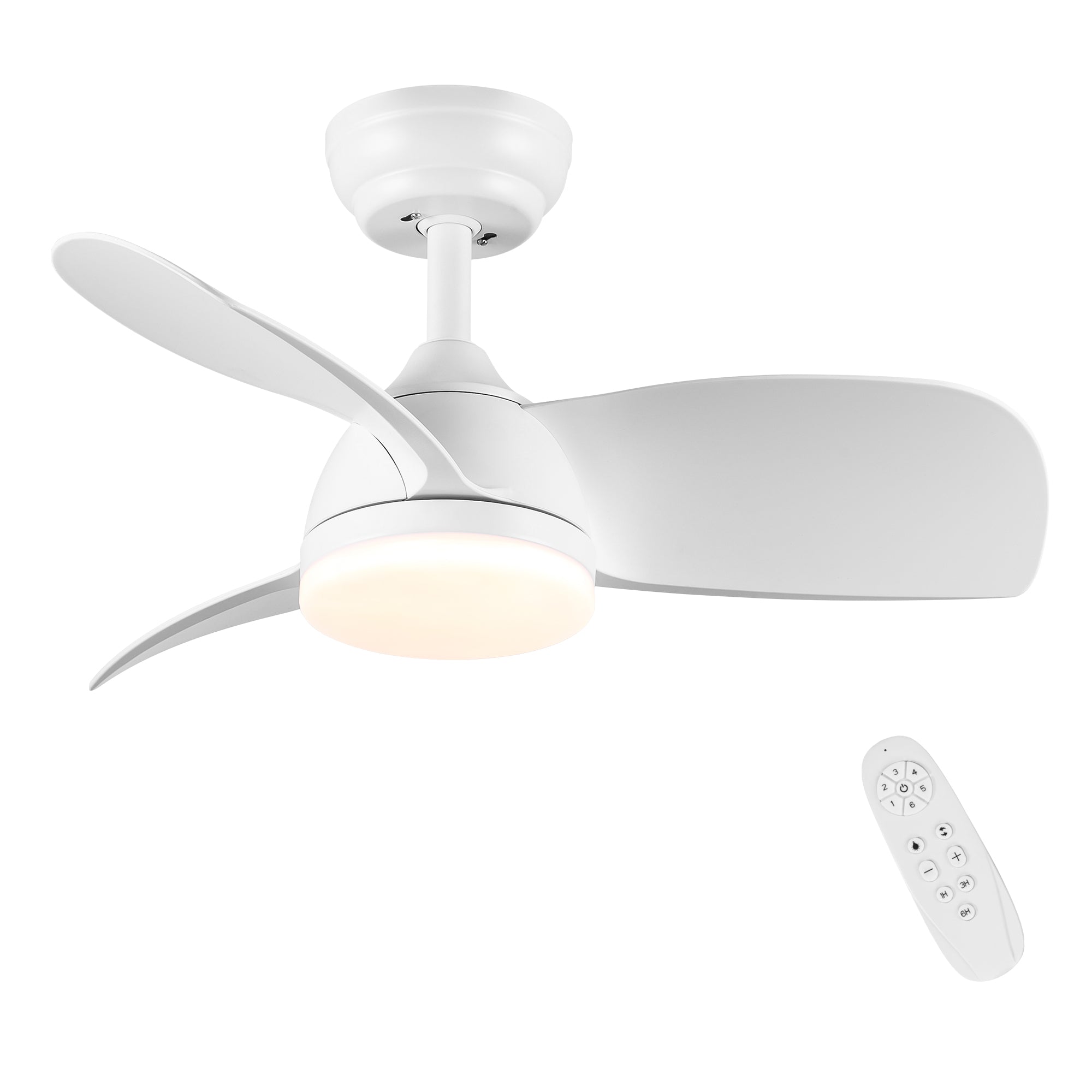 ZNTS 28 In Intergrated LED Ceiling Fan Lighting with White ABS Blade W136755951
