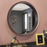 ZNTS Circle Mirror with Wood Frame, Round Modern Decoration Large Mirror for Bathroom Living Room Bedroom 21251848