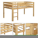 ZNTS Twin Wood Loft Bed Low Loft Beds with Ladder,Twin,Walnut WF286816AAD