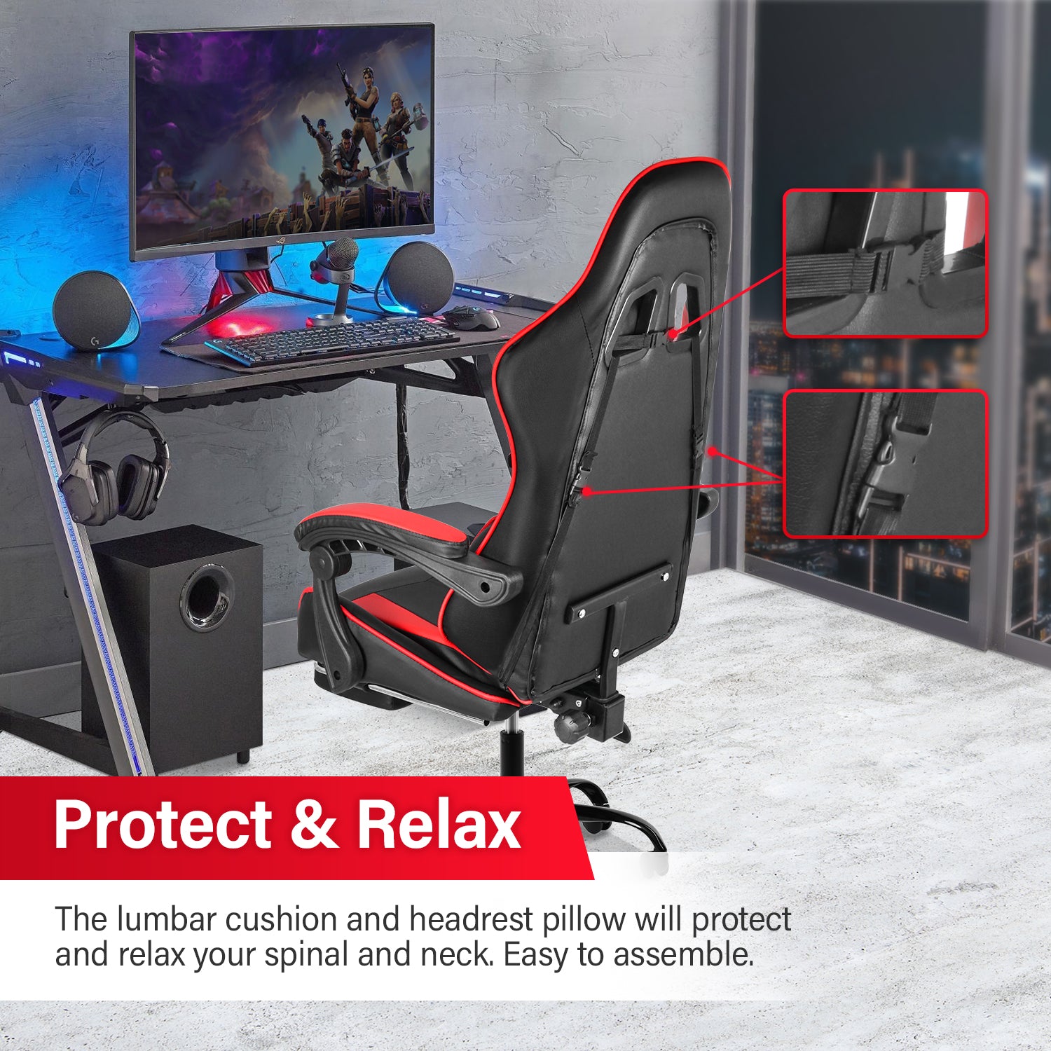 ZNTS YSSOA Racing Video Backrest and Seat Height Recliner Gaming Office High Back Computer Ergonomic W1134109358
