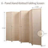 ZNTS 6 Panel Bamboo Room Divider, Private Folding Portable Partition Screen for Home Office - Natural W2181P145311