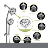 ZNTS Multi Function Dual Shower Head - Shower System with 4.7" Rain Showerhead, 7-Function Hand Shower, W124361924
