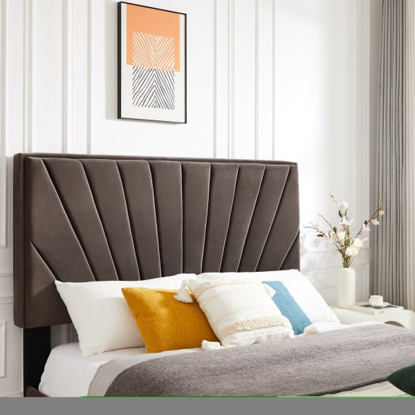 ZNTS B108 Full bed Beautiful line stripe cushion headboard , strong wooden slats + metal legs with W130254241