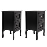 ZNTS 2pcs Country Style Two-Tier Night Tables Large Size Black 46330063