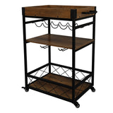 ZNTS Bar Serving Cart Home Mobile Kitchen Serving cart,Industrial Vintage Style Wood Metal Serving 95536331