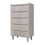 ZNTS Modern Style Wood Grain 5-Drawer Chest with Solid Wood Legs, Stone Gray WF298993AAG