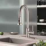 ZNTS Stainless Steel Pull Down Kitchen Faucet with Sprayer Brushed Nickel JYBB412BN