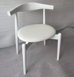 ZNTS Hannah Chair - Round Seat - White & White Leather WS-007-WHITE-WHITEPU