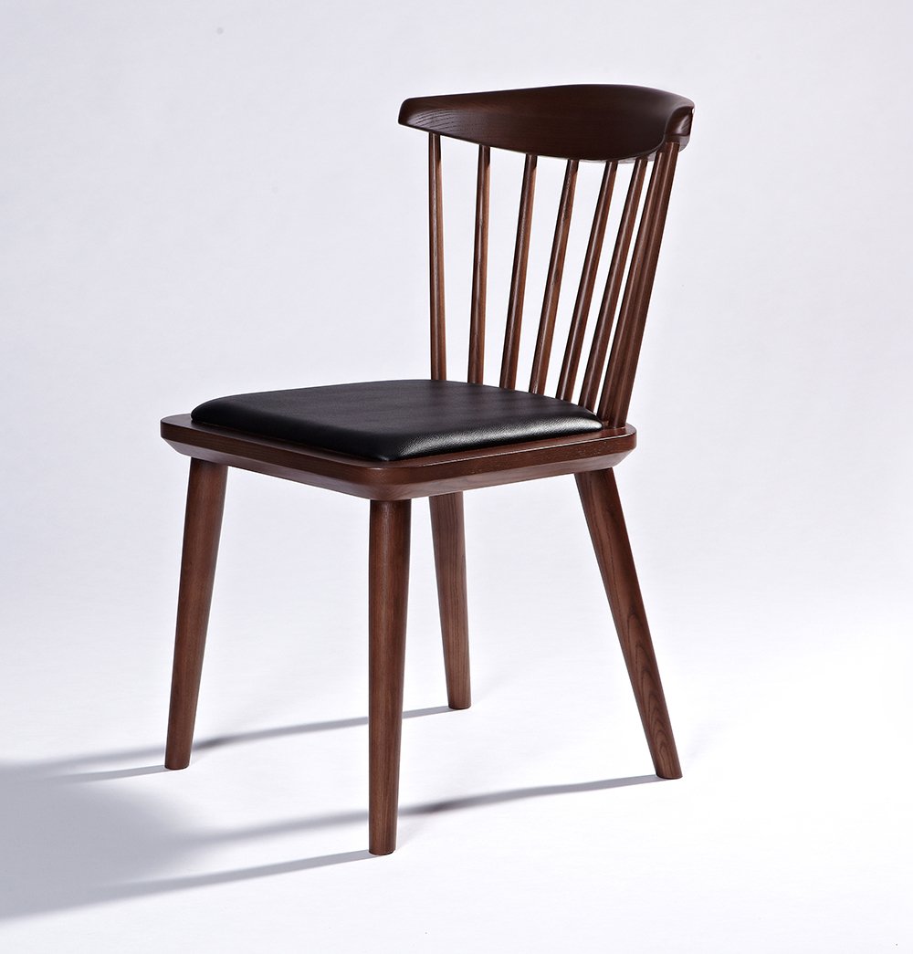 ZNTS Kennet Dining Chair SMY17358-WLTASH-BLKLEATHER