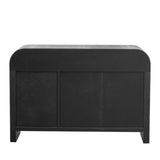 ZNTS TREXM Retro Minimalist Curved Sideboard with Gold Handles and Adjustable Dividers for Living Room or WF317093AAB
