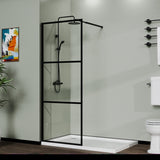 ZNTS Goodyo 34" Shower Screen Door Walk-in Wet-room, Black, 3-panel Style D16384334