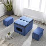 ZNTS [Video] Welike 25"W Modern design hollow storage ottoman, upholstery, coffee table, two small W83456981