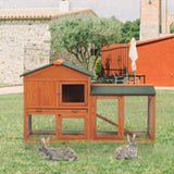 ZNTS Large Wooden Rabbit Hutch Indoor and Outdoor Bunny Cage with a Removable Tray and a Waterproof Roof, W104172801