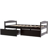 ZNTS Twin size platform bed, with two drawers, espresso WF195910AAP